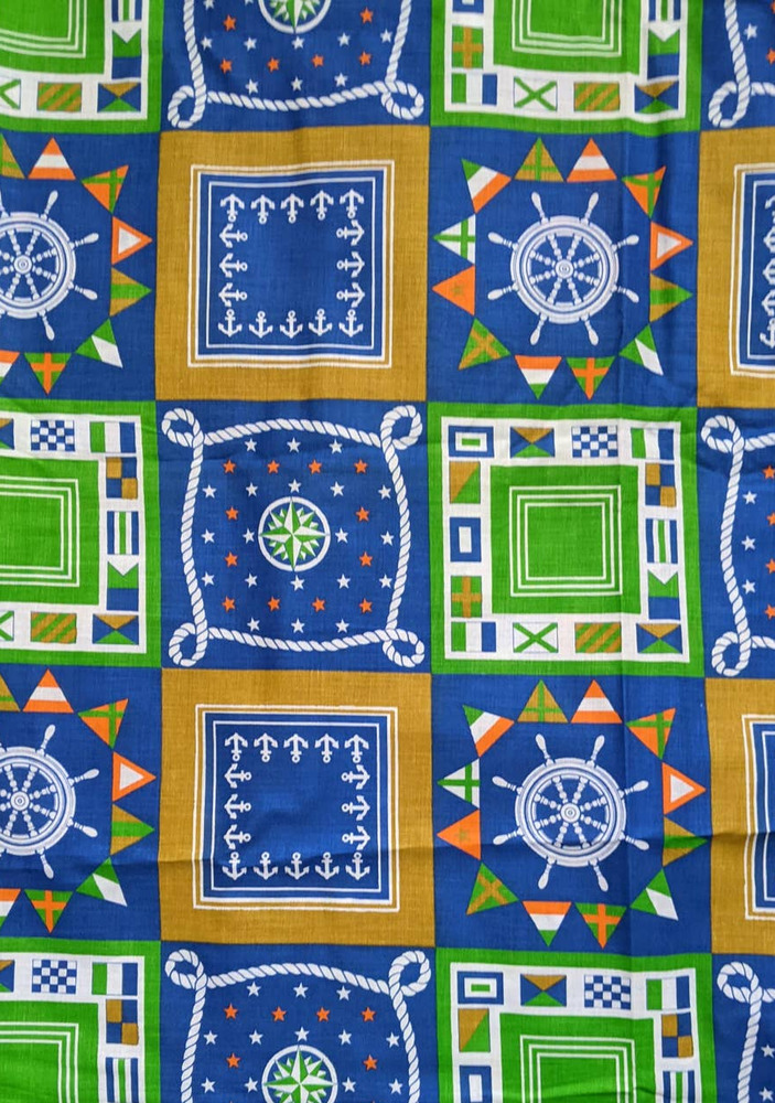 Vintage Nautical Novelty Print Cotton Woven Fabric Flags Anchors Quilting Sewing - Picture 6 of 7